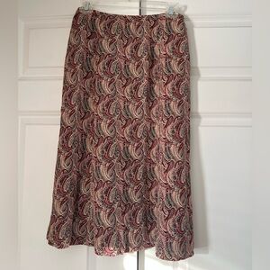 Talbots Silk Print Midi Skirt
